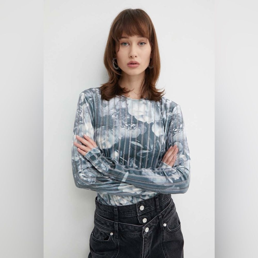 Stine Goya Vanessa Blous Metalized Peonies Size S
